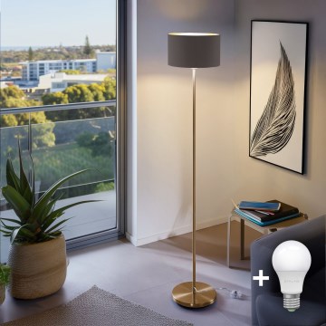 Lampada da terra LED TUNJA 1xE27/20W/230V Ø 30 cm oro/marrone