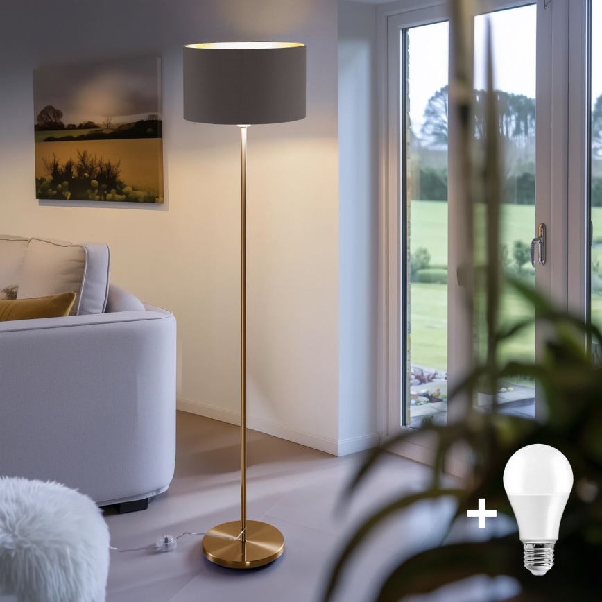 Lampada da terra LED TUNJA 1xE27/20W/230V Ø 38 cm dorato/marrone