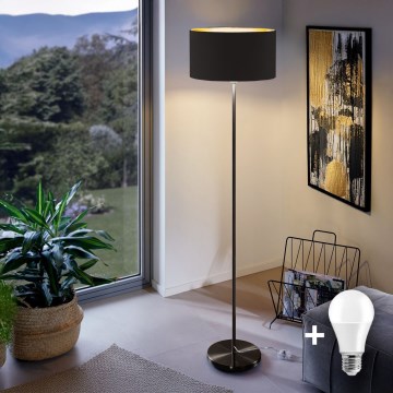 Lampada da terra LED TUNJA 1xE27/20W/230V Ø 38 cm nera