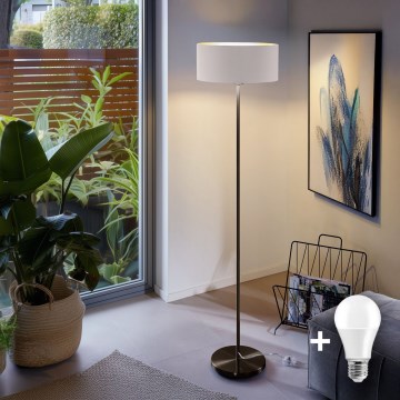 Lampada da terra LED TUNJA 1xE27/20W/230V Ø 38 cm nero/bianco