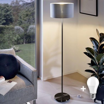 Lampada da terra LED TUNJA 1xE27/20W/230V Ø 38 cm nero/grigio