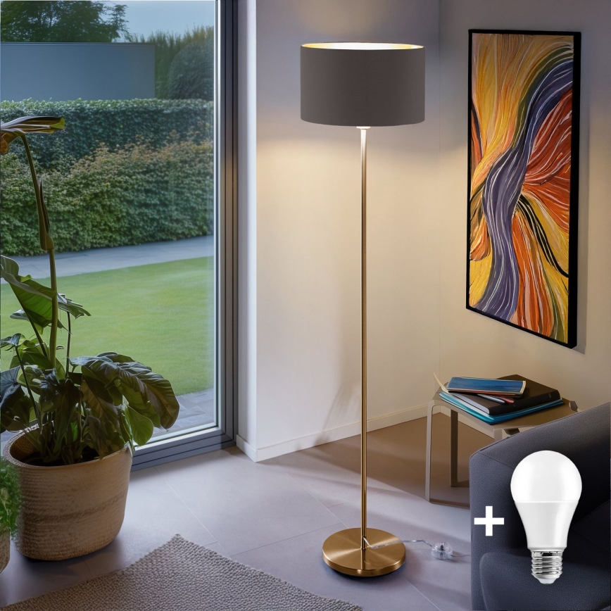 Lampada da terra LED TUNJA 1xE27/20W/230V Ø 38 cm oro/taupe