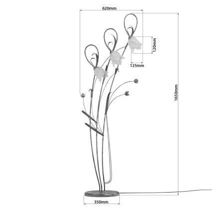 Lampada da terra  TULIPANO 3xE14/40W/230V vetro di Murano