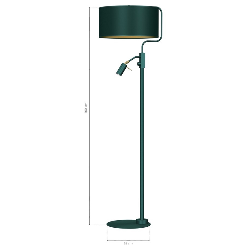 Lampada da terra VERDE 1xE27/60W/230V + 1xGU10-MR11/7W verde