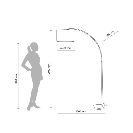 Lampada da terra ZENITH 1xE27/15W/230V cromo opaco/bianco