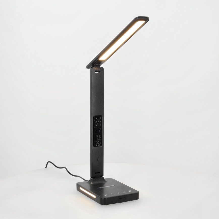 Lampada da tavolo LED dimmerabile con ricarica wireless	 QI, display e Porta USB LED/7W/230V 3000-6000K nero