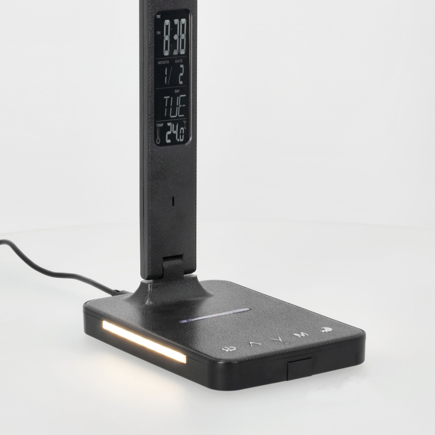 Lampada da tavolo LED dimmerabile con ricarica wireless	 QI, display e Porta USB LED/7W/230V 3000-6000K nero