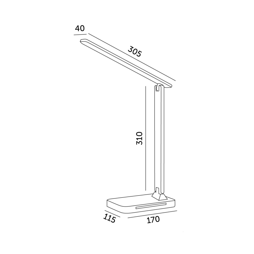 Lampada da tavolo LED dimmerabile con ricarica wireless	 QI, display e Porta USB LED/7W/230V 3000-6000K nero