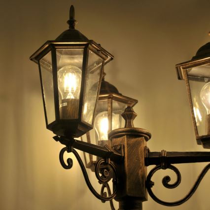 Lampada da esterno 3xE27/20W/230V IP43 2,58 m effetto patina