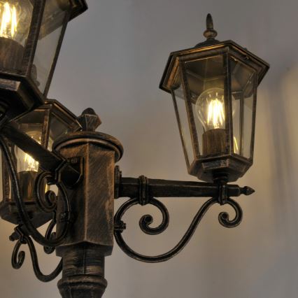 Lampada da esterno 3xE27/20W/230V IP43 2,58 m effetto patina
