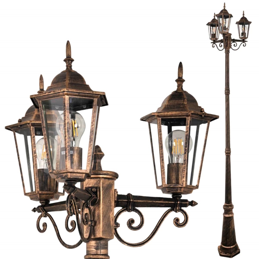 Lampada da esterno 3xE27/20W/230V IP43 2,58 m effetto patina