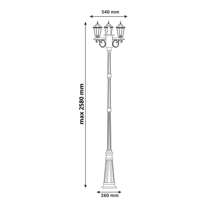 Lampada da esterno 3xE27/20W/230V IP43 2,58 m effetto patina