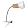 Lampada flessibile con morsetto SVENDA 1xE27/60W/230V rovere/bianco
