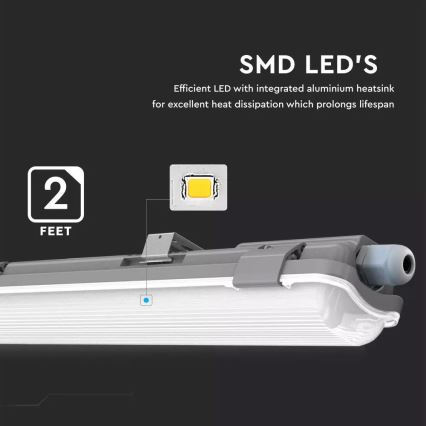 Lampada fluorescente tecnica LED T8 1xG13/18W/230V 4000K 120cm IP65