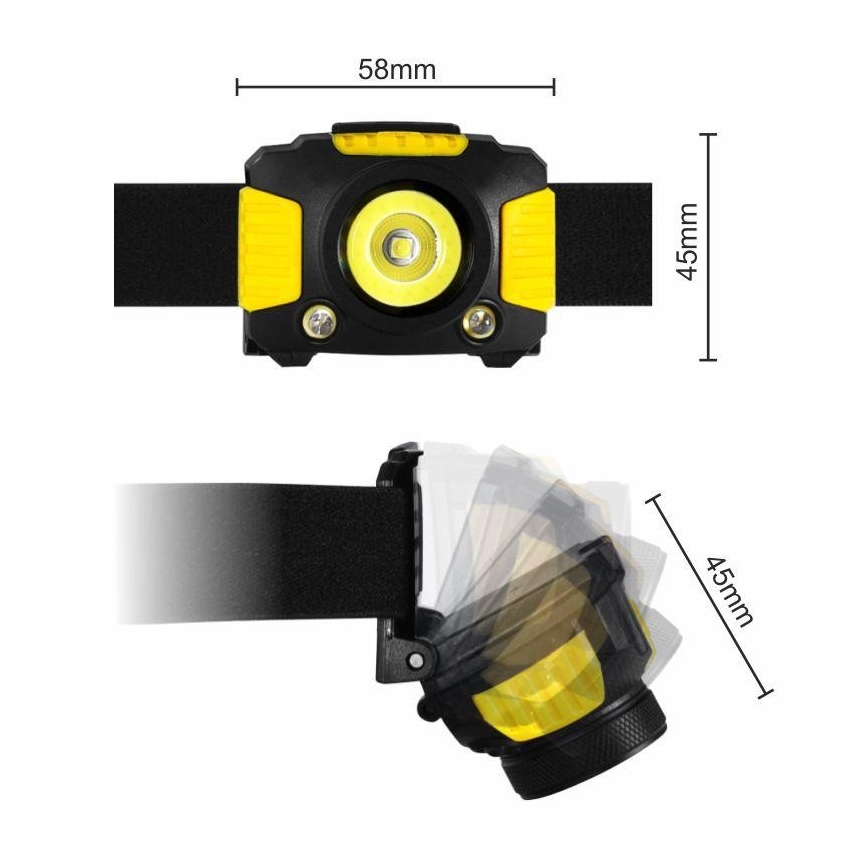 Lampada frontale LED 2xLED/5W/3xAAA + LED/3W