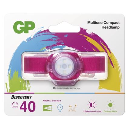 Lampada frontale LED GP EVERYBODY 4xLED/2×CR2025 rosa