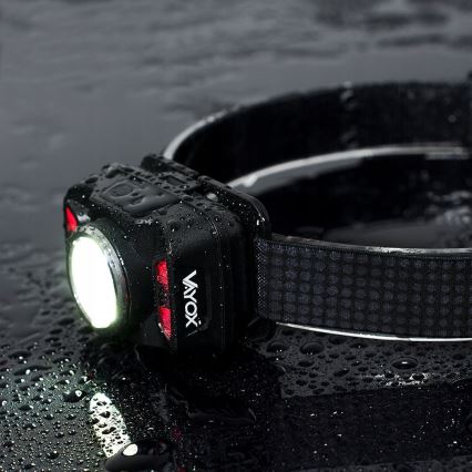 LED Dimmerabile ricaricabile lampada da testa con sensore e luce rossa LED/15W/5V IP66 430 lucente 1800 mAh
