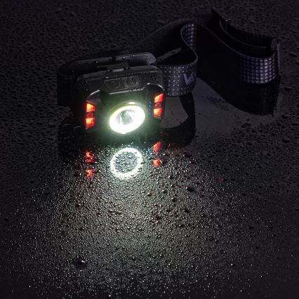 LED Dimmerabile ricaricabile lampada da testa con sensore e luce rossa LED/15W/5V IP66 430 lucente 1800 mAh