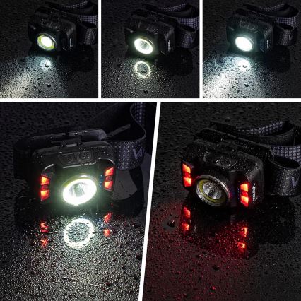 LED Dimmerabile ricaricabile lampada da testa con sensore e luce rossa LED/15W/5V IP66 430 lucente 1800 mAh