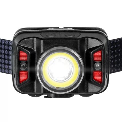 LED Dimmerabile ricaricabile lampada da testa con sensore e luce rossa LED/15W/5V IP66 430 lucente 1800 mAh