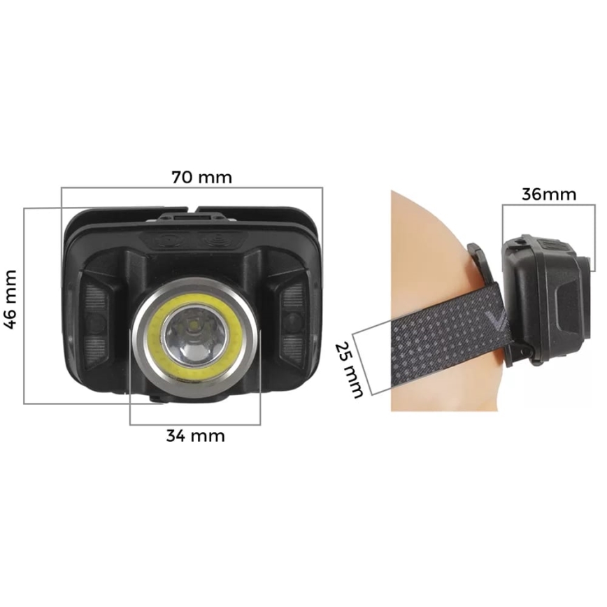 LED Dimmerabile ricaricabile lampada da testa con sensore e luce rossa LED/15W/5V IP66 430 lucente 1800 mAh