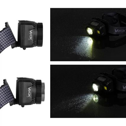 LED Dimmerabile ricaricabile lampada da testa con sensore e luce rossa LED/6W/5V/3xAAA IP44 500 lucente 1200 mAh