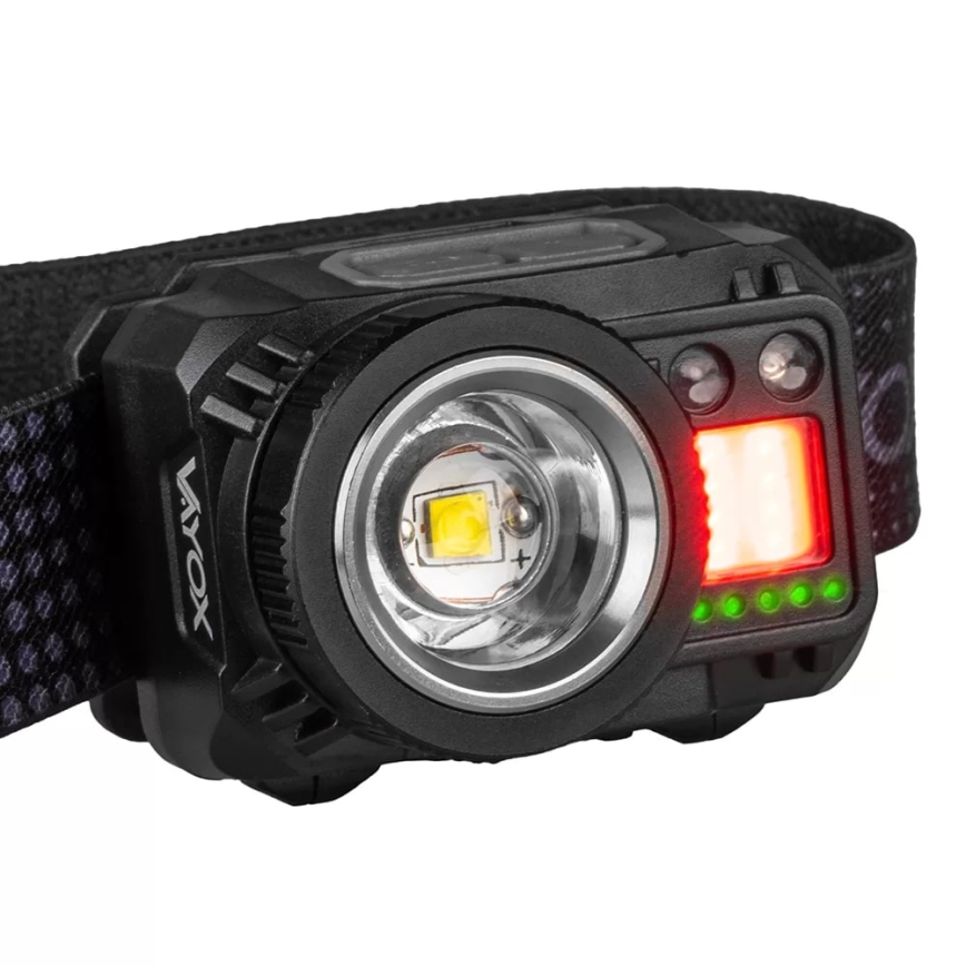 LED Dimmerabile ricaricabile lampada da testa con sensore e luce rossa LED/6W/5V/3xAAA IP44 500 lucente 1200 mAh