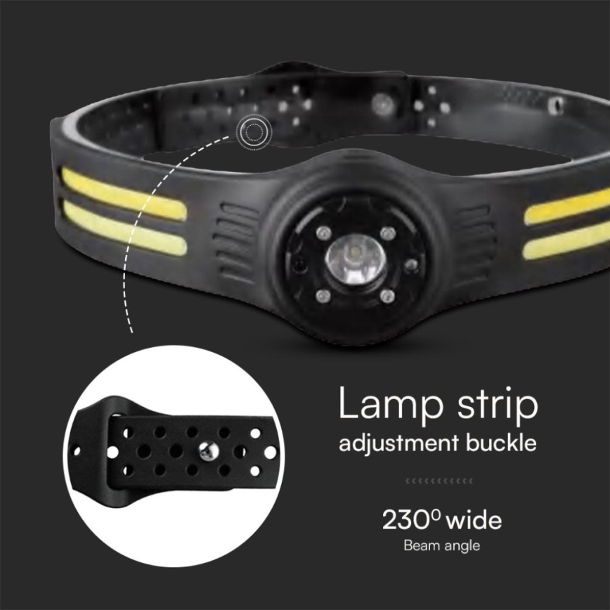 Lampada frontale LED ricaricabile con un luce rossa USB LED/3W/5V IP43 470 lucente 5 h 650 mAh