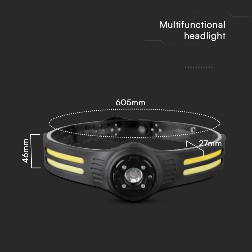 Lampada frontale LED ricaricabile con un luce rossa USB LED/3W/5V IP43 470 lucente 5 h 650 mAh