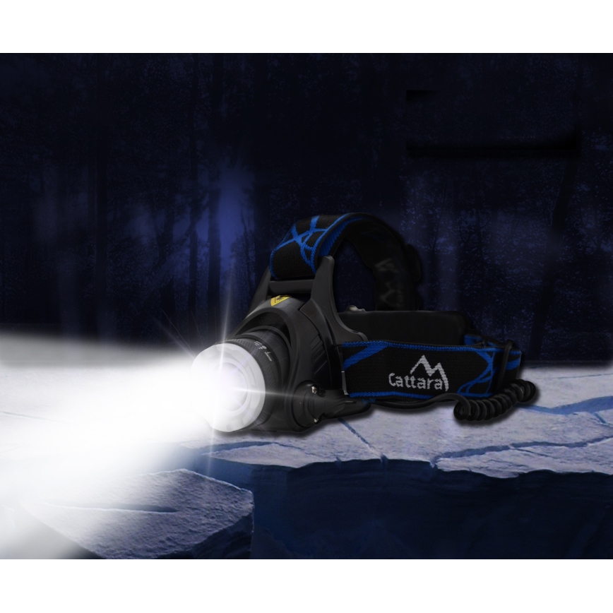 Lampada frontale LED ricaricabile LED/6W/7,4V 5600 mAh IP44 nero/blu