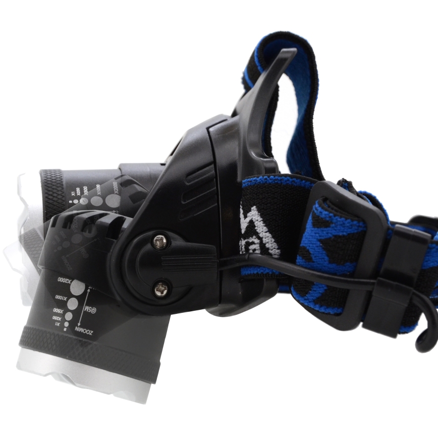 Lampada frontale LED ricaricabile LED/6W/7,4V 5600 mAh IP44 nero/blu