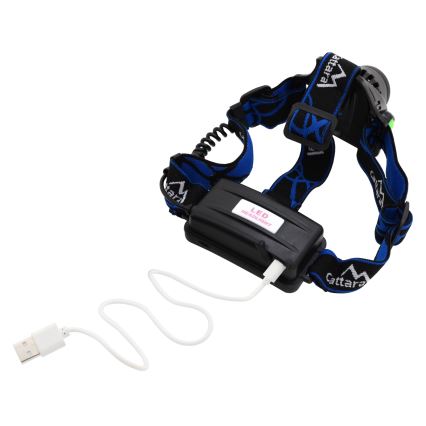 Lampada frontale LED ricaricabile LED/6W/7,4V 5600 mAh IP44 nero/blu