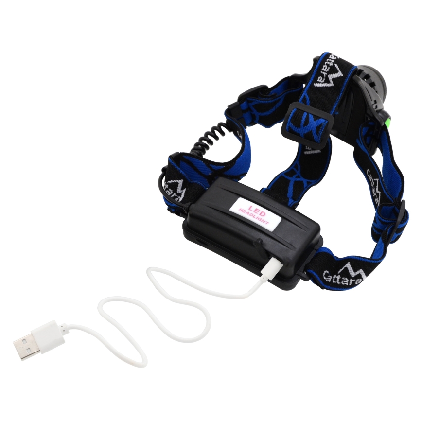 Lampada frontale LED ricaricabile LED/6W/7,4V 5600 mAh IP44 nero/blu