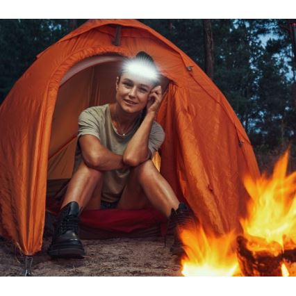 Lampada frontale ricaricabile 2x LED, 5V, 180 lm, 900 mAh, nera