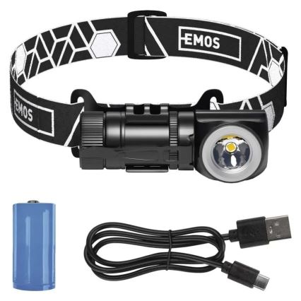 Lampada frontale ricaricabile a LED dimmerabile / 800 mAh, 3,7 V