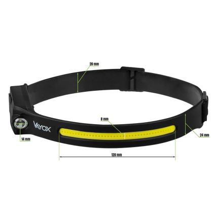 Lampada frontale ricaricabile a LED dimmerabile con sensore 2xLED/5V IP44 350 shiny 1200 mAh