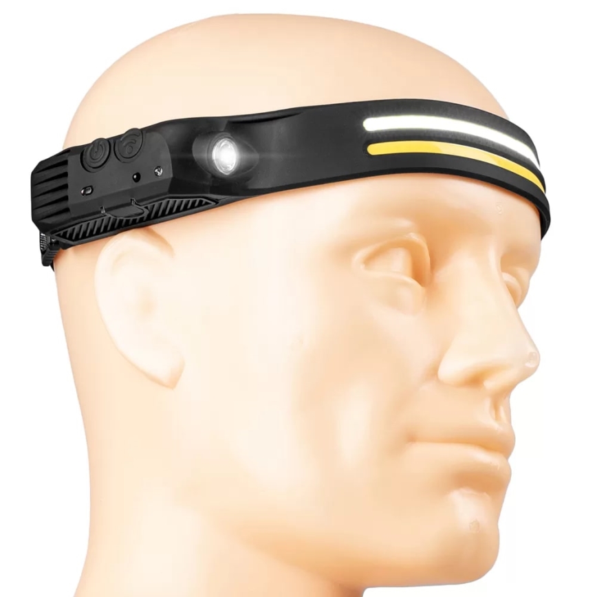 Lampada frontale ricaricabile a LED dimmerabile con sensore 3xLED/5V IP44 300 shiny 1200 mAh