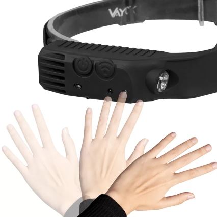 Lampada frontale ricaricabile a LED dimmerabile con sensore 3xLED/5V IP44 300 shiny 1200 mAh