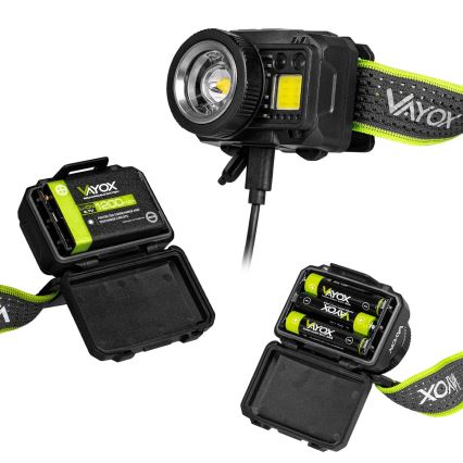 Torcia frontale LED ricaricabile con sensore, luce rossa e intensità luminosa regolabile LED/6W/5V/3xAAA IP66 500 lm 1200 mAh