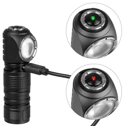 Lampada frontale ricaricabile a LED dimmerabile con luce rossa 3 in 1 LED/10W/5V IP66 500 lm 800 mAh