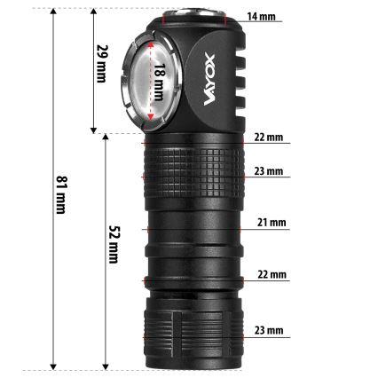 Lampada frontale ricaricabile a LED dimmerabile con luce rossa 3 in 1 LED/10W/5V IP66 500 lm 800 mAh