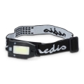 Lampada frontale ricaricabile dimmerabile a LED con sensore di movimento, 5V 500 mAh, IPX4, nera