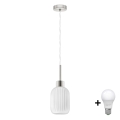 Lampada LED a sospensione HARMA 1xE27/60W/230V, diametro 14 cm, cromo opaco/bianco
