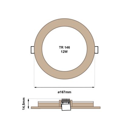Lampada LED da incasso CIRCLE LED/12W/230V 4200K diametro 16,7 cm marrone