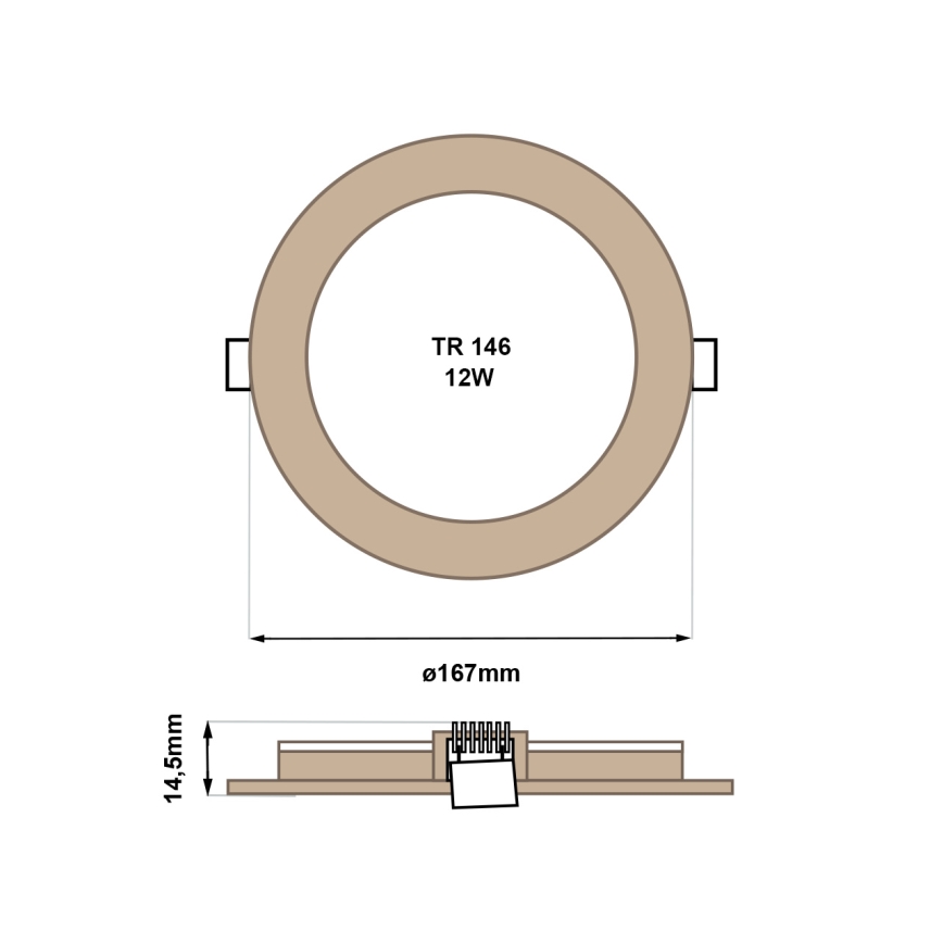 Lampada LED da incasso CIRCLE LED/12W/230V 4200K diametro 16,7 cm marrone