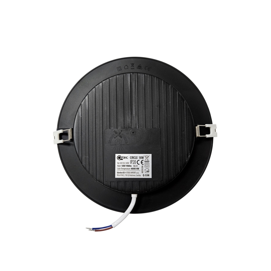 Lampada LED da incasso CIRCLE LED/18W/230V 4000K diametro 22 cm nero