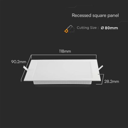 Lampada LED da incasso LED/3W/230V 9x9 cm 3000K bianco