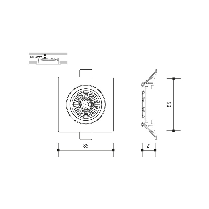 Lampada LED da incasso LED/6W/230V 4000K 8,5x8,5 cm bianco
