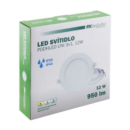 Lampada LED da incasso per bagni LED/12W/230V 3000/4000/6000K IP44