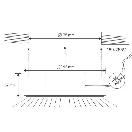 Lampada LED da incasso per bagni LED/7W/230V 4000K nero IP44